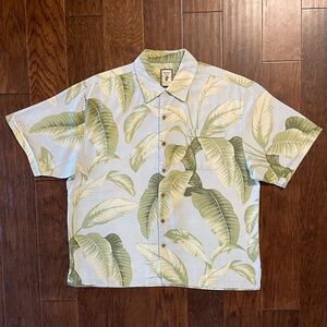 Jamaica Jaxx Silk Tropical Palm Leaf Button Shirt Men’s XL Hawaiian Style